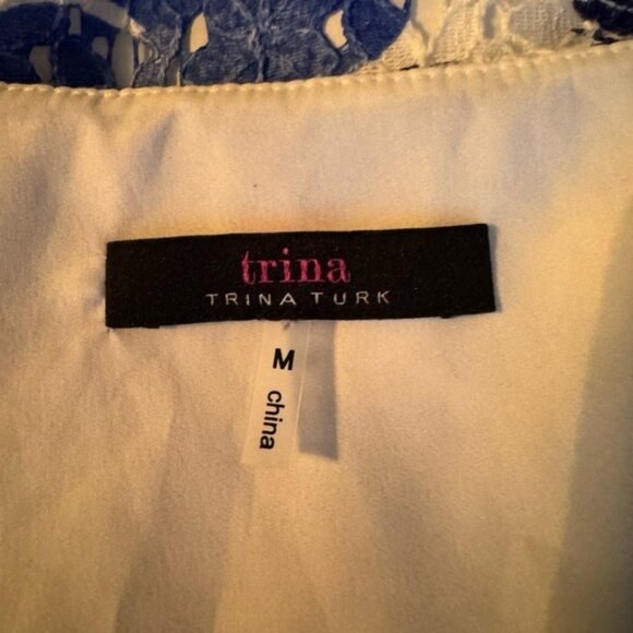 Trina Turk Floral Eyelet Dress Medium Coquette Fairycore Ruffle Beachy Whimsical - Picture 5 of 8